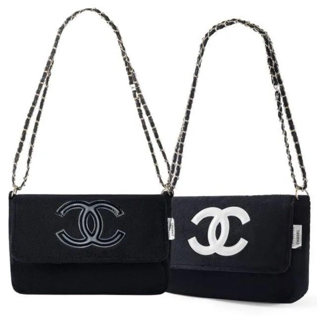 CHANEL シャネル ミニバッグ ポーチ ブラック×ホワイトロゴ