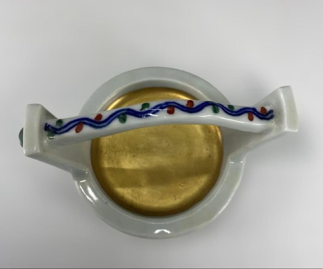 【茶道具】高野昭阿弥造　赤絵手桶茶器（共箱）
