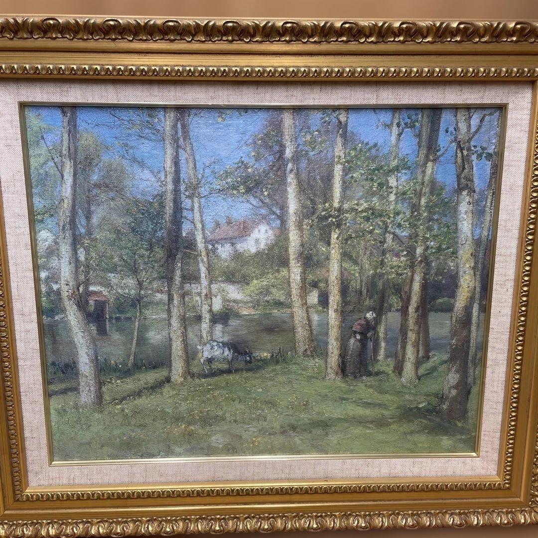 大原美術館　絵画　児島虎次郎「岸の森」1909年（明治42年）　複製画　金縁