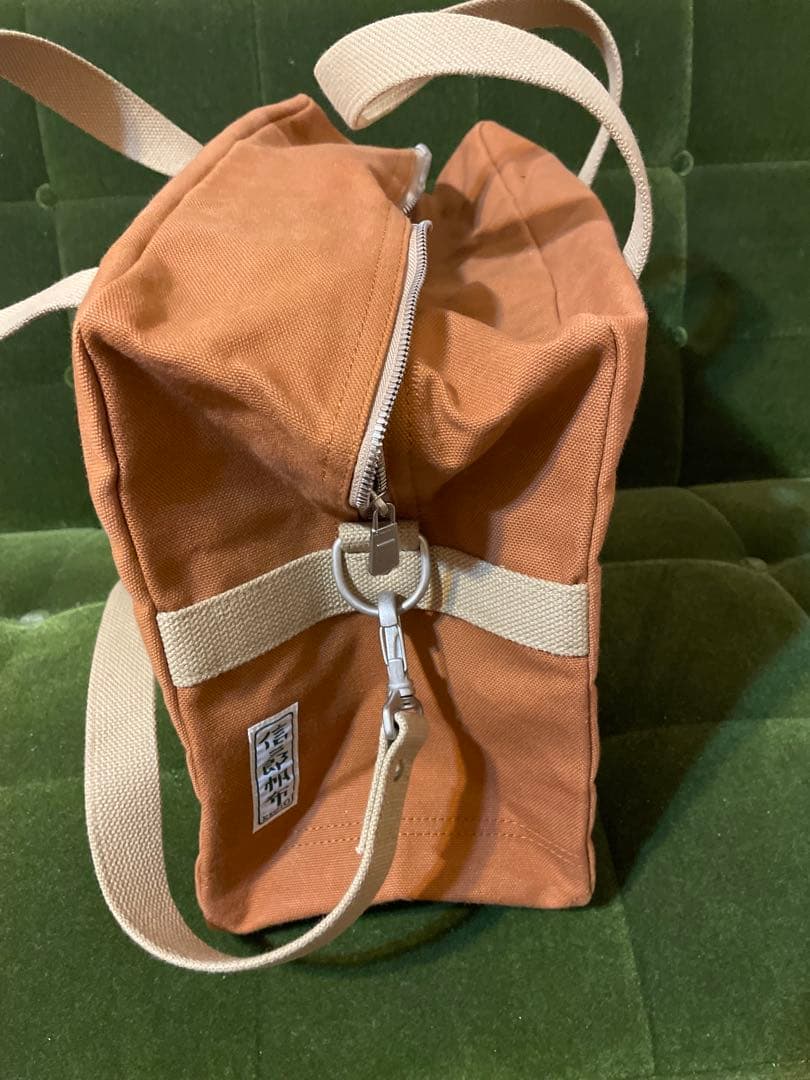 信三郎帆布 オレンジ ボストンバッグ