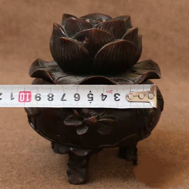 銅器 蓮葉蓮華香炉 仏具 香道具 工芸品 置物