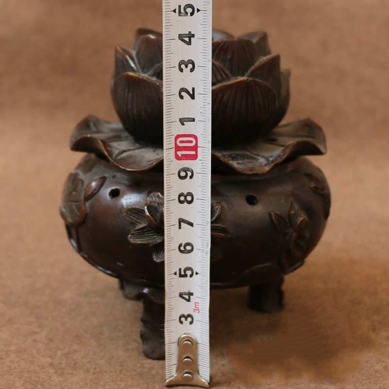 銅器 蓮葉蓮華香炉 仏具 香道具 工芸品 置物