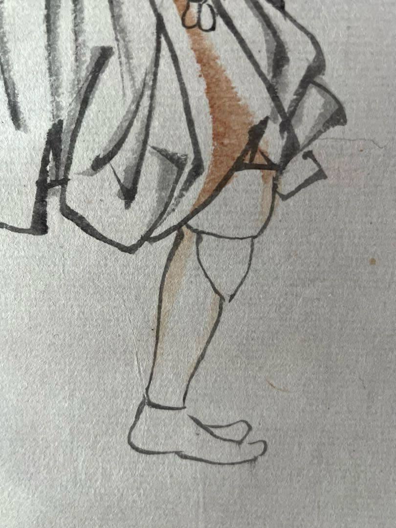 ［武士図］無落款 江戸時代人物画　水墨画　紙本　掛け軸　浮世絵