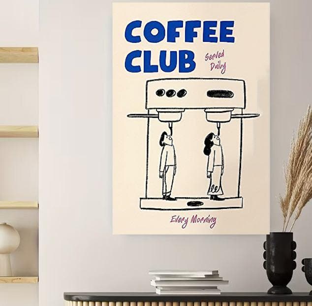 ミッドセンチュリー キャンバスポスター Coffeeレトロアート A3サイズ