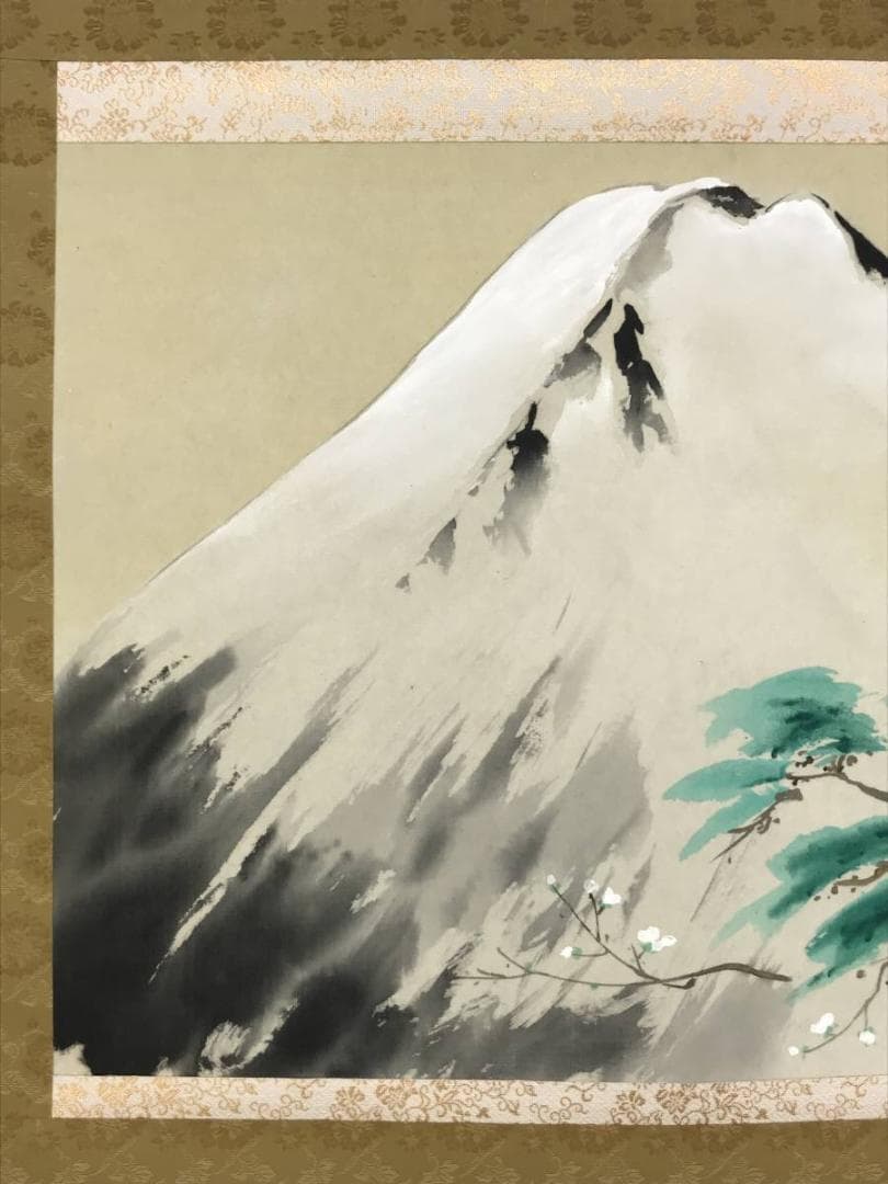 作者不詳/春景桜富士図/富士山図/山水図/掛軸/名家伝来/AD-169