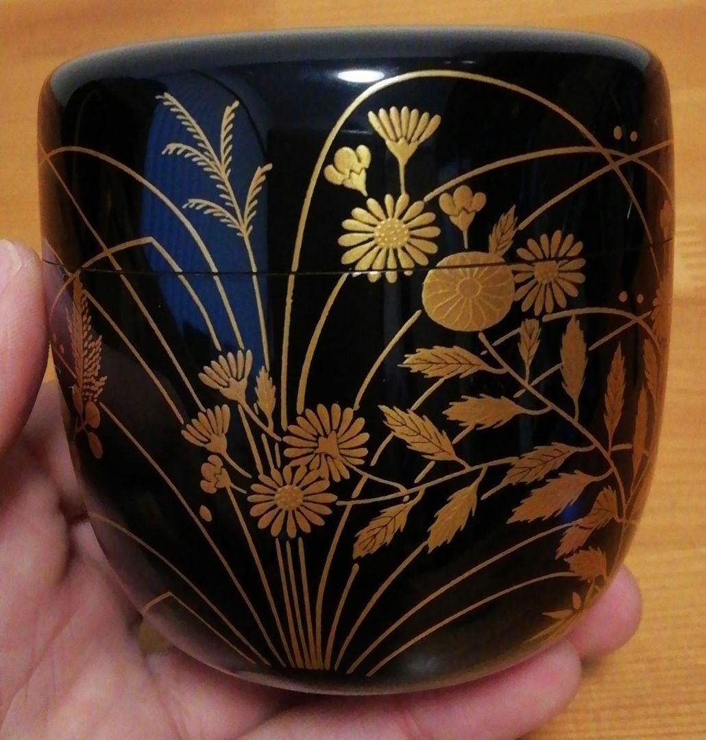 尋牛斎書付　春象作　秋の野　蒔絵　棗　共箱　共布　二重箱　茶道具