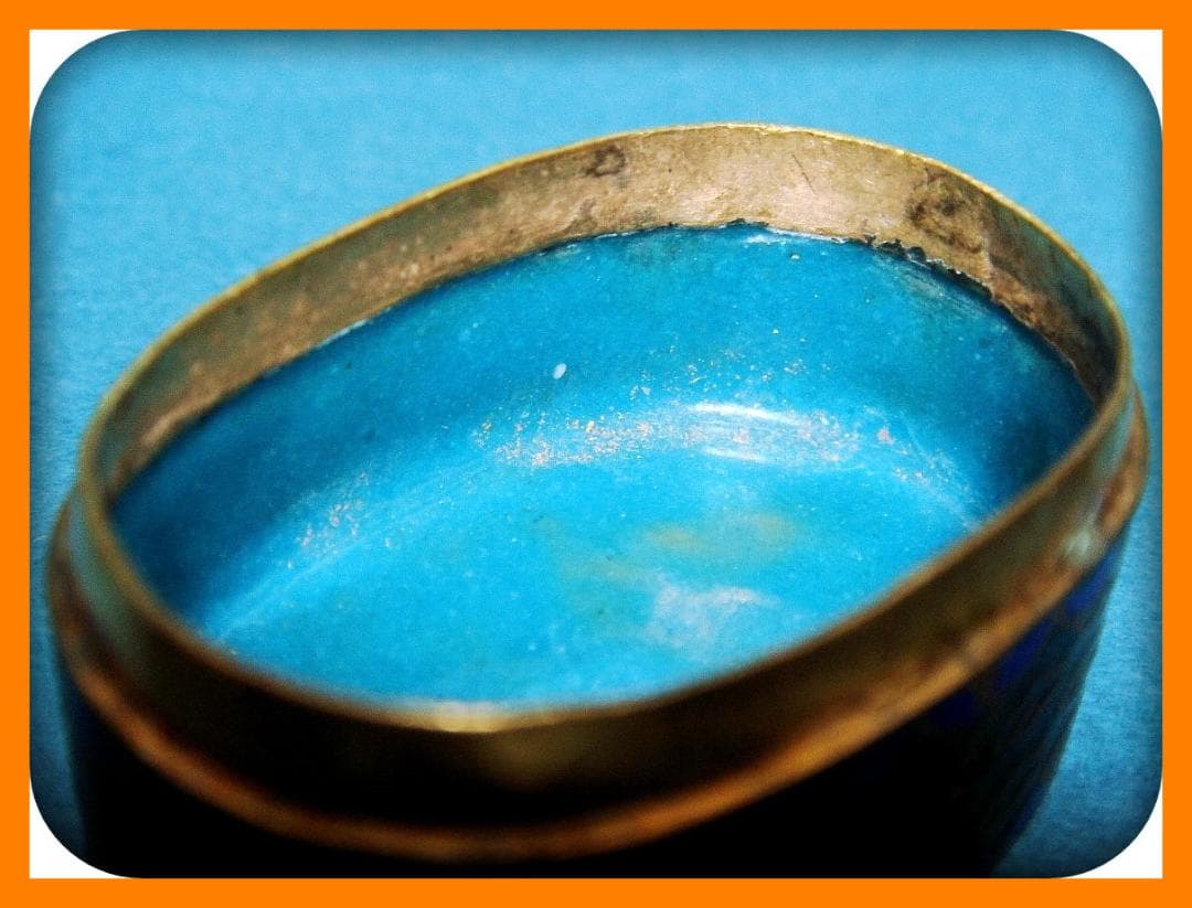 785『七宝 花蝶 香合』黒　/骨董品 古美術 アンティーク 古玩