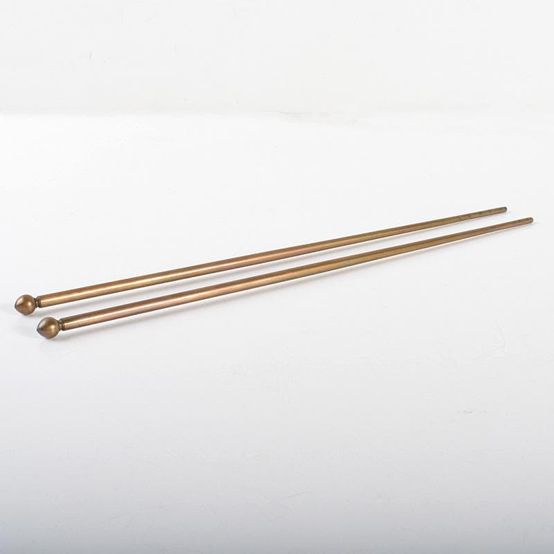 茶道具　釜師　名越弥五郎作　古銅　宣徳　宝珠頭火箸　共箱　C　6220