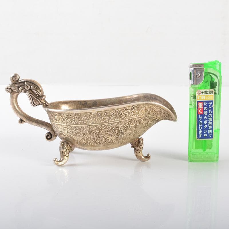 中国　白銅　唐草神獣文　爵　C　R6526E