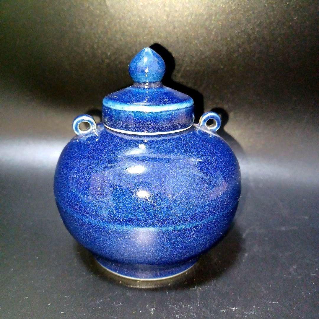 明　瑠璃釉双糸壺　中国古美術