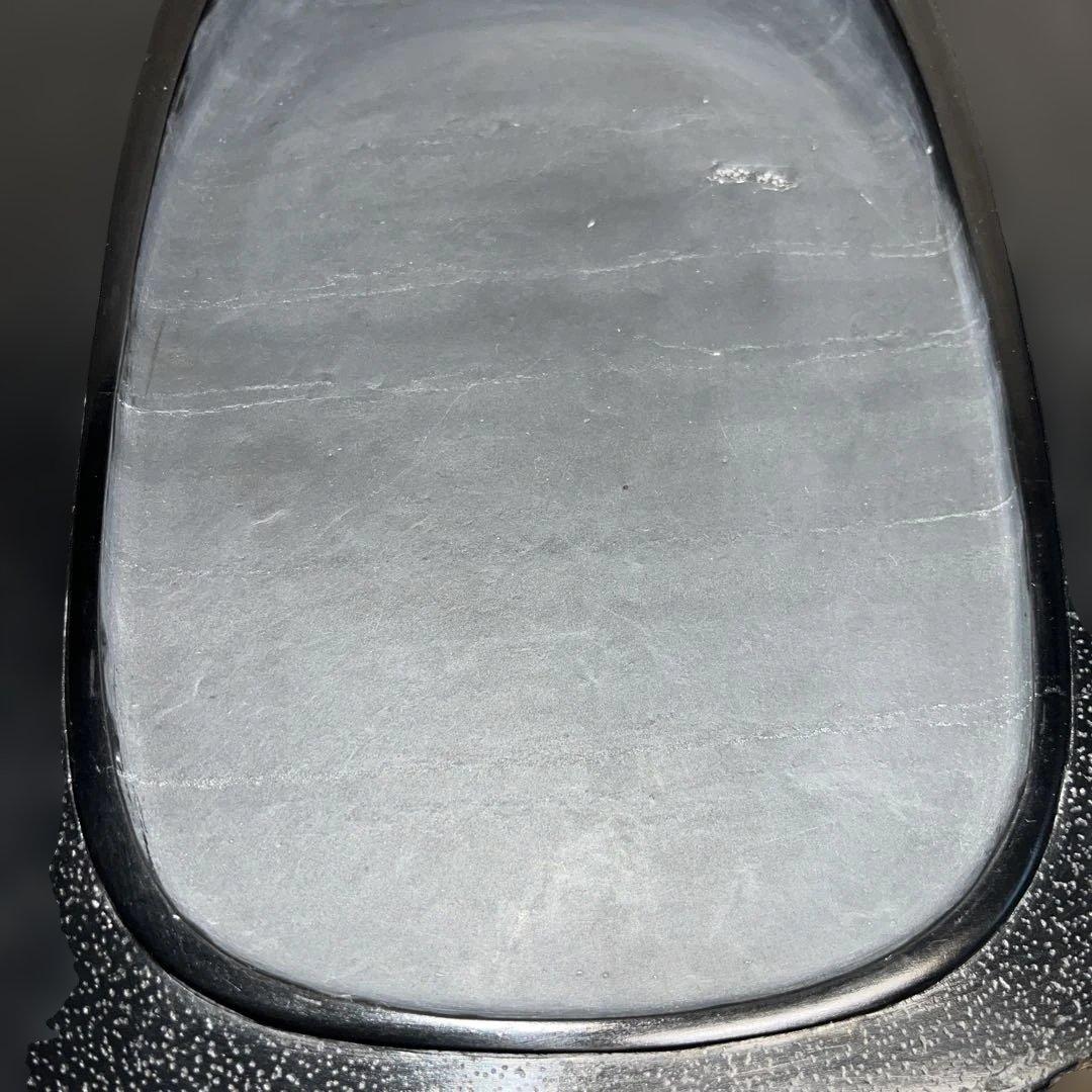 ⭕️雄勝硯　希少　超大型天然硯　伝統工芸士　杉山唐龍斎　椿花葉彫刻　35cm超