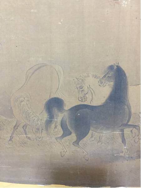 絹本 馬図 扁額 清時代 中国美術