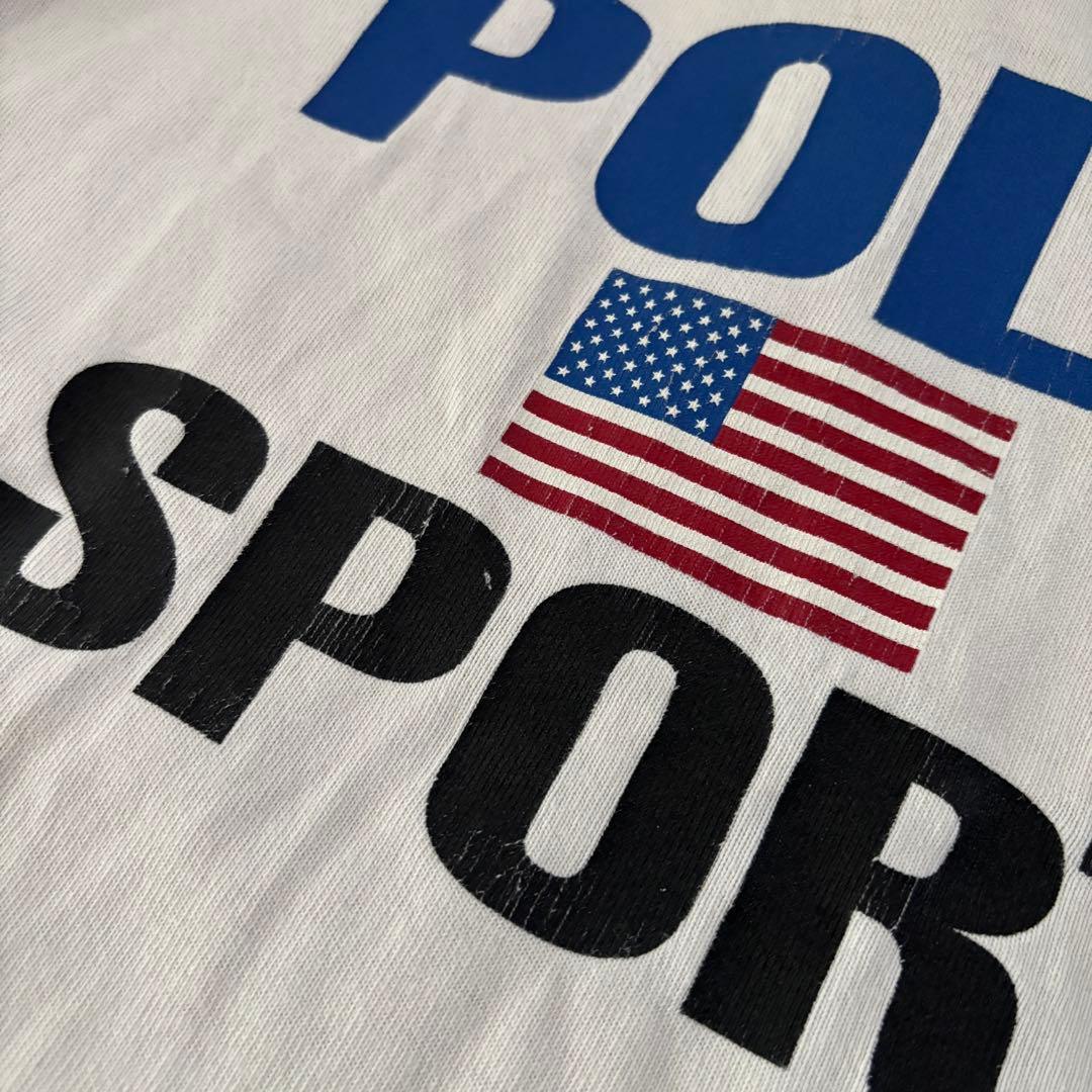 90s POLO SPORT ラガーシャツ XXLバックプリント　アイボリー