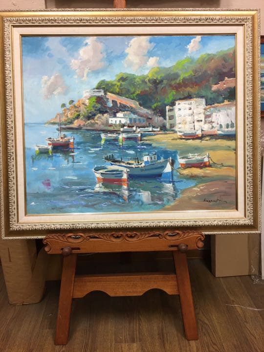 油絵手描きスペインの画家ラザーロッテ　作品油絵カンバスに制作