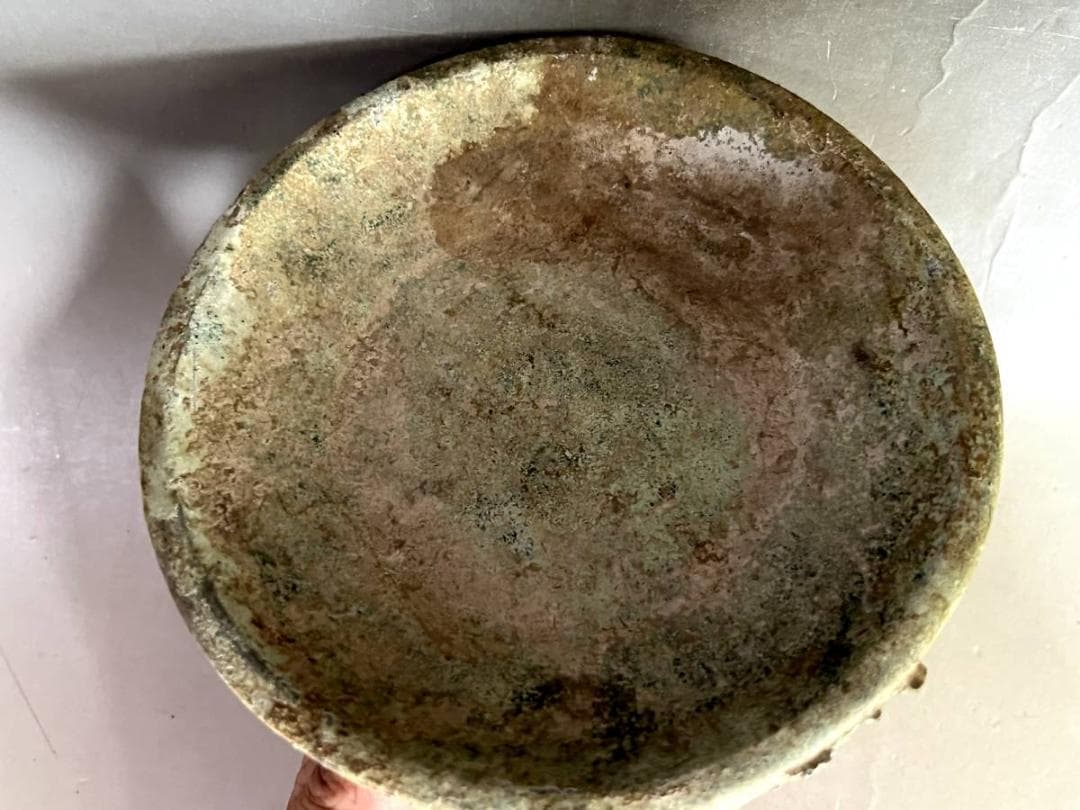須恵器■古い時代物皿 土器 発掘皿 引っ付き痕 古玩 古美術 時代物 骨董品■