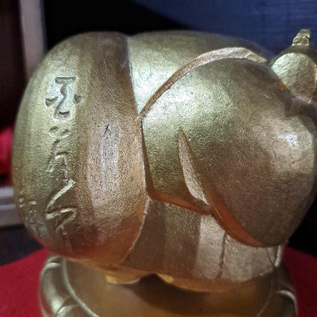 平櫛田中拜刀作　福聚大黒天尊像　共箱　金箔像　 古展出品作品 　昭和30年出品作