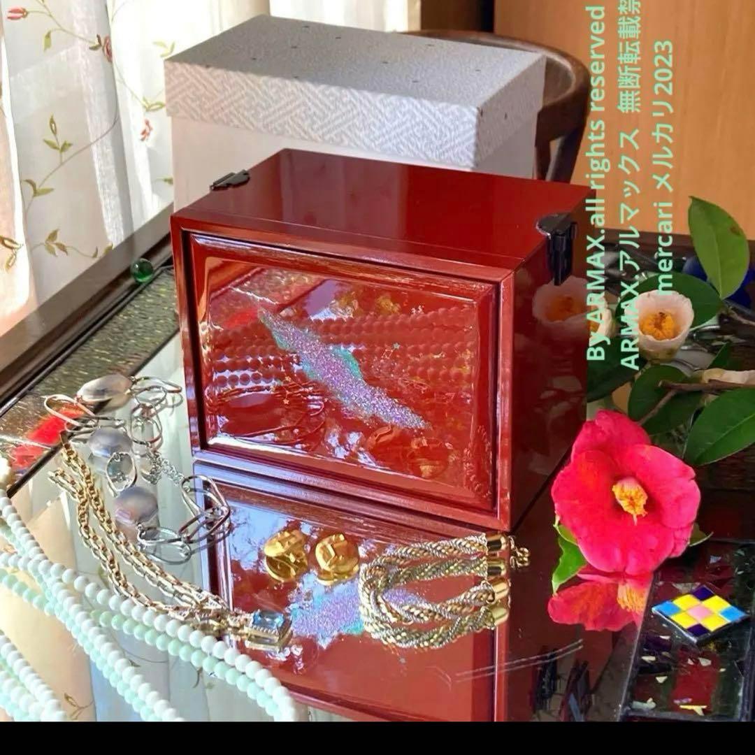 2245様感謝‼️JAPAN輪島螺鈿蒔絵「銀河-翠と紅」器局形宝石箱2点箱入