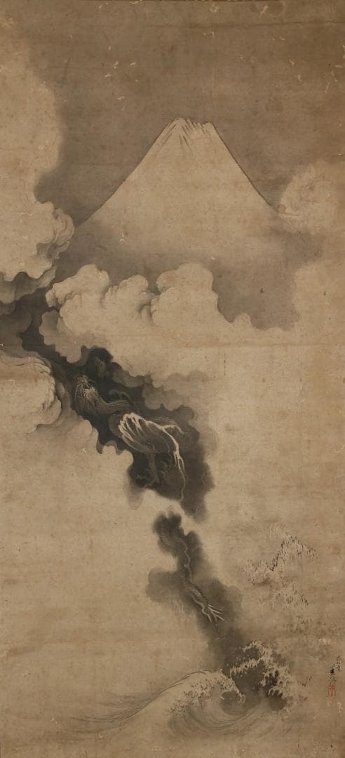 関蓑洲筆　富士越龍之図（江戸時代末～明治時代初）