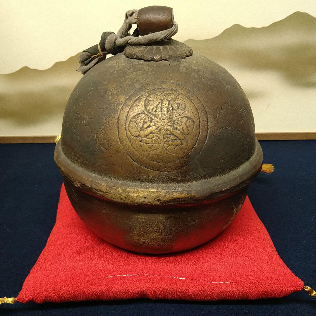 AE30 時代物 東照宮 大鈴 徳川家康 三葉葵紋 元禄元年 神社寺院 座布団付