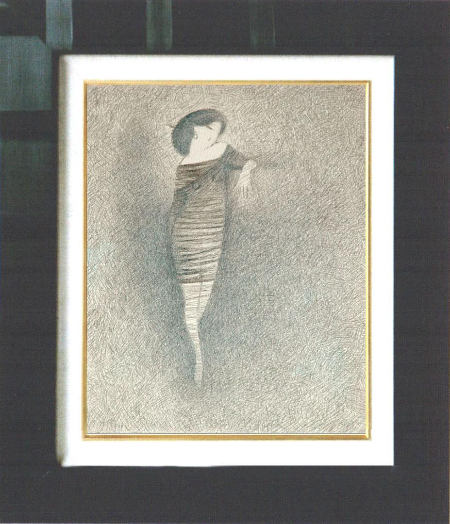 油絵 菅家令子 絵 絵画 インテリア 額付(白) F3-010111 人物 女性