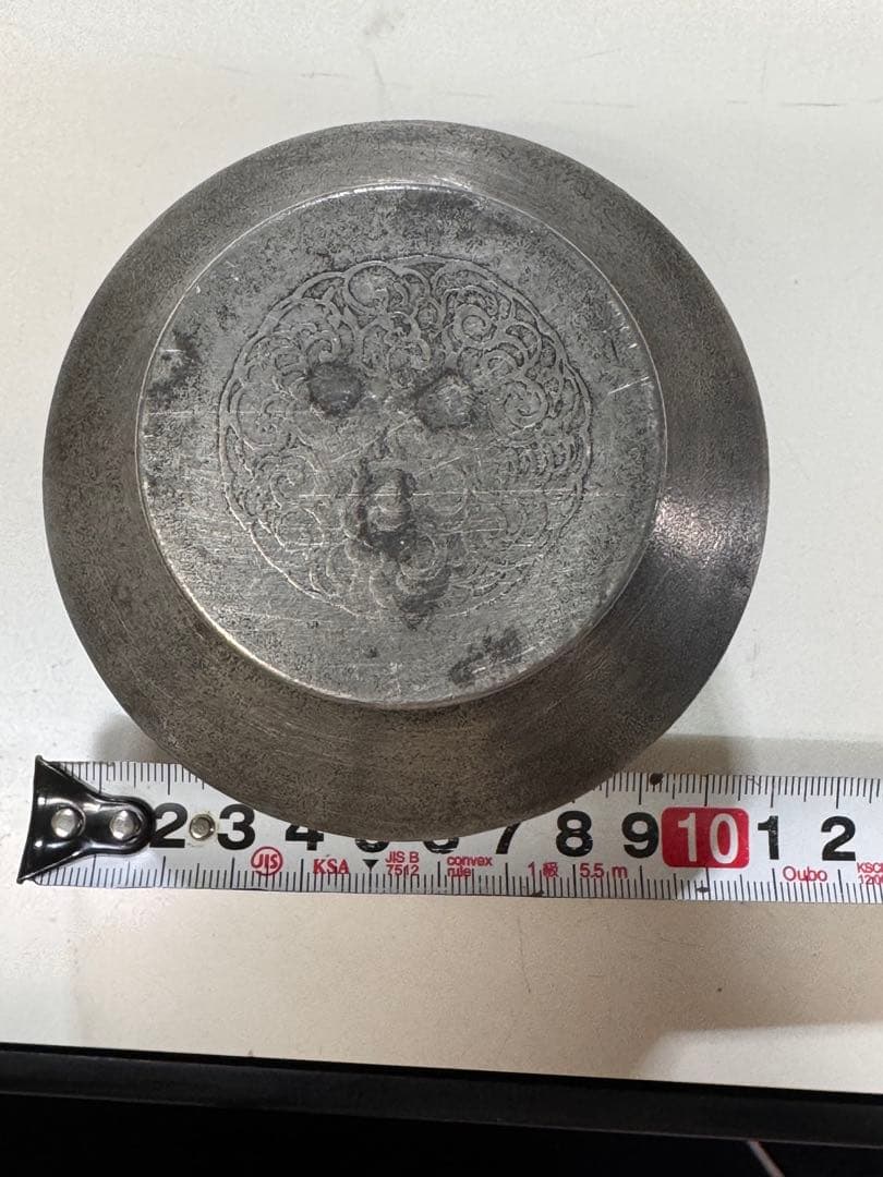 茶入 錫 間村自造 箱無　骨董品