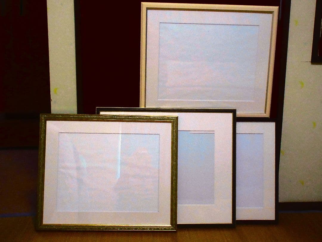 水彩画 風景画 緑と青のトーン 原画 額済み F6サイズ