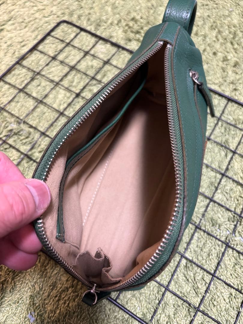 木の庄帆布 本革 ゴルフラウンドポーチ グリーン ほぼ未使用