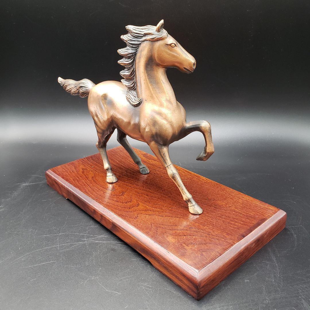 ⑦金属美術工芸品 鋳金製 午置物 飛躍 馬 ウマ 銅
