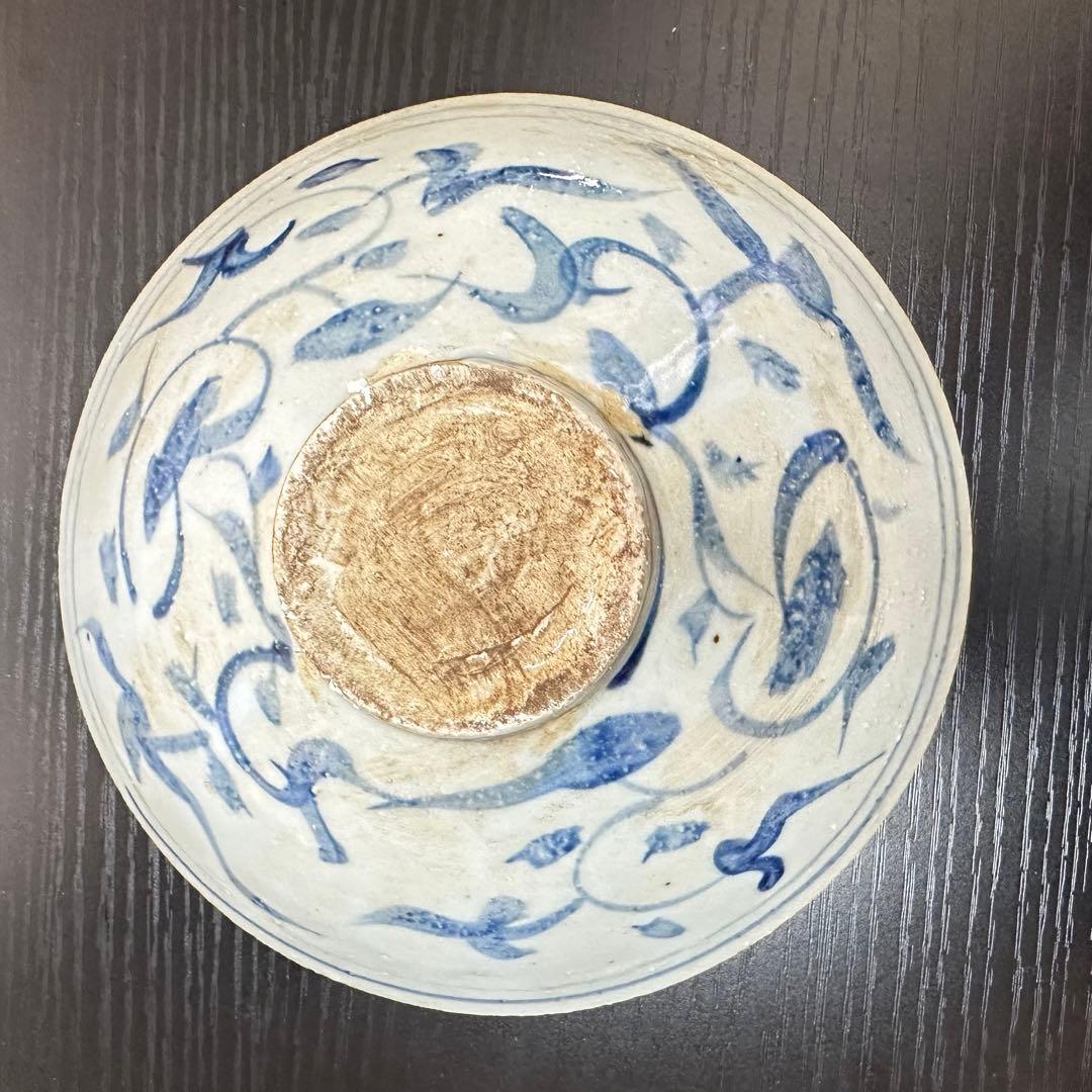 元代青花魚文碗　中国古美術　骨董品　食器