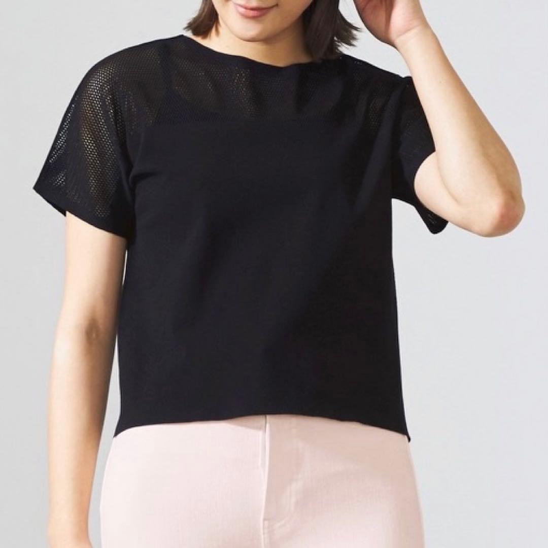 チャコット ノーソーイングニット メッシュコンビ 黒 M Tシャツ ヨガウェア