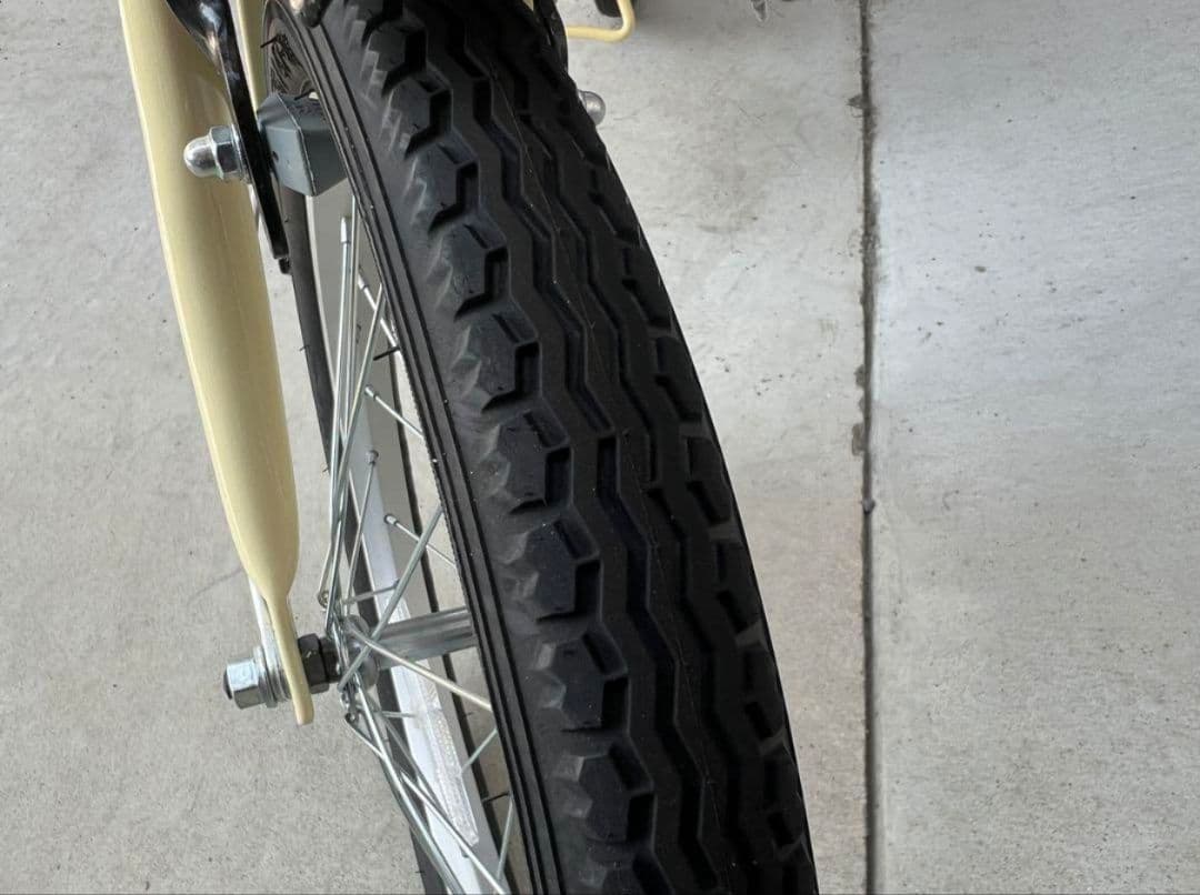 【新古品】折りたたみ自転車 クリーム色 ブラウンサドル