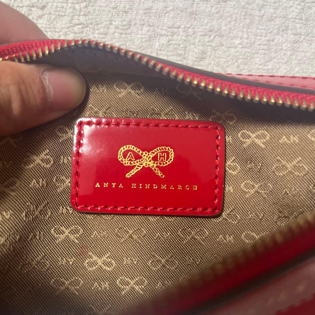Anya Hindmarch アニヤハインドマーチエナメル　赤 鉛筆用ポーチ