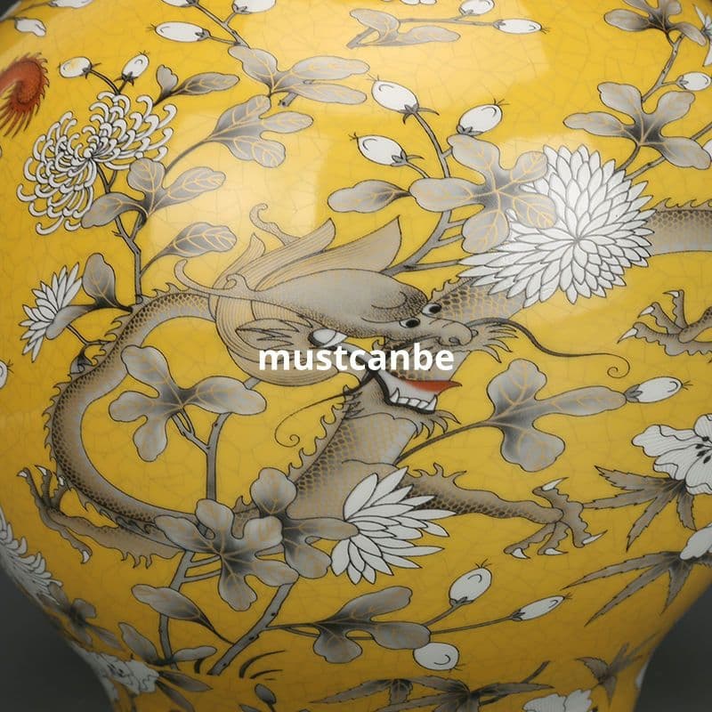 清光緒粉彩竜紋賞瓶 景徳鎮 陶磁器 装飾品 現代工芸品 美術品 置物