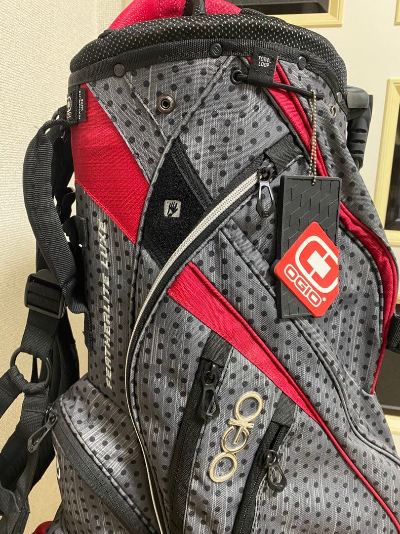 ゴルフ スタンドバッグ オジオ（OGIO）グレー　赤　８分割