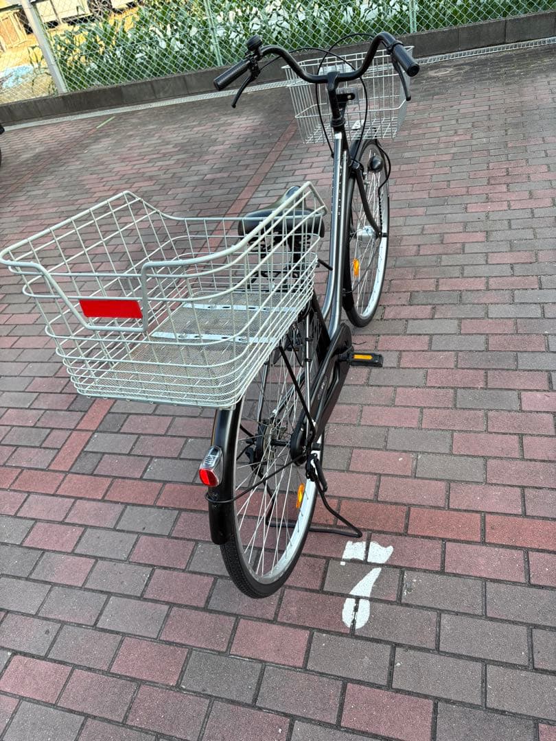 前後大型バスケット　お買い物仕様オートライトママチャリ(27㌅)お引取/配達可能