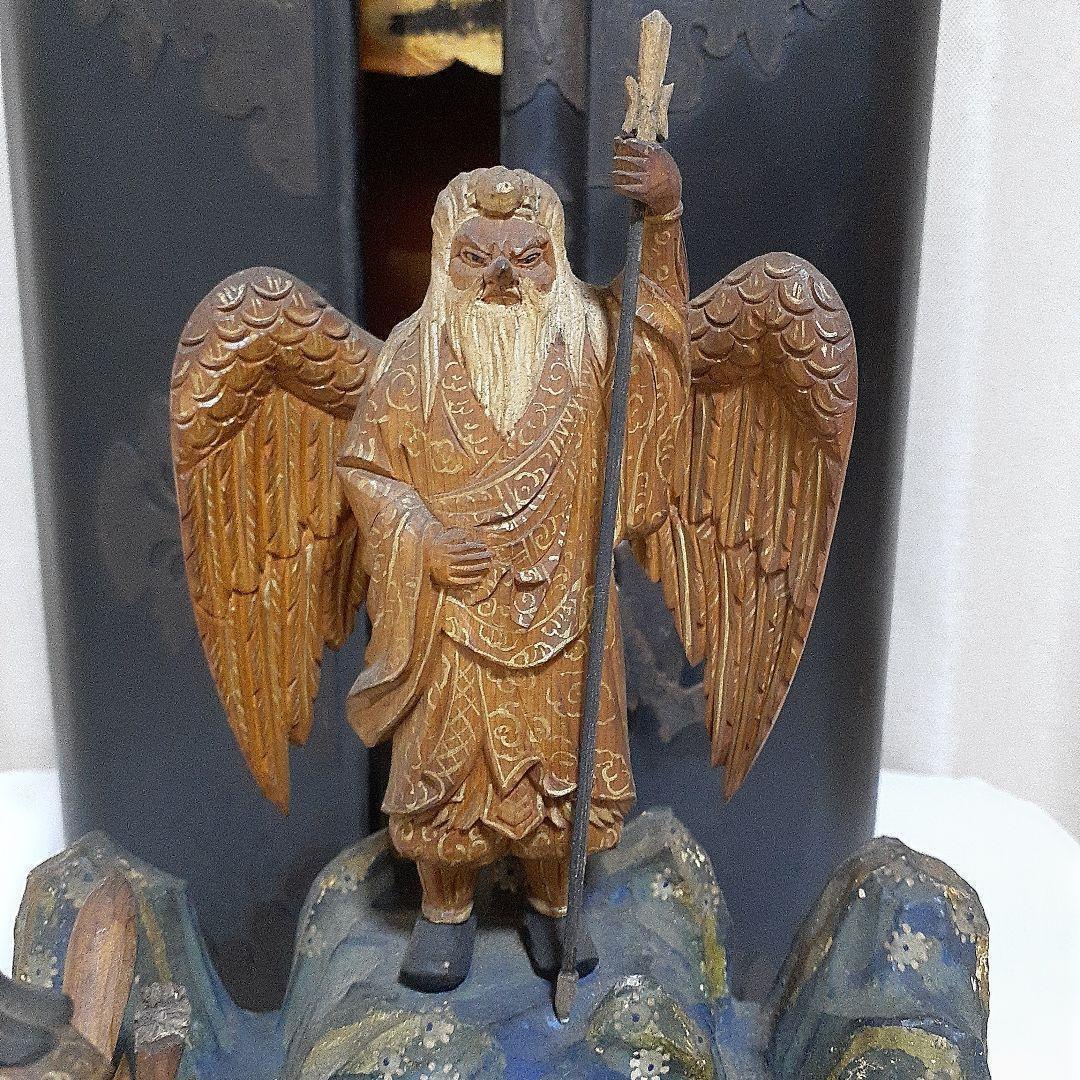 極逸品【護法魔王尊　荼枳尼天　双頭宝珠巳神】厨子　神像　仏像