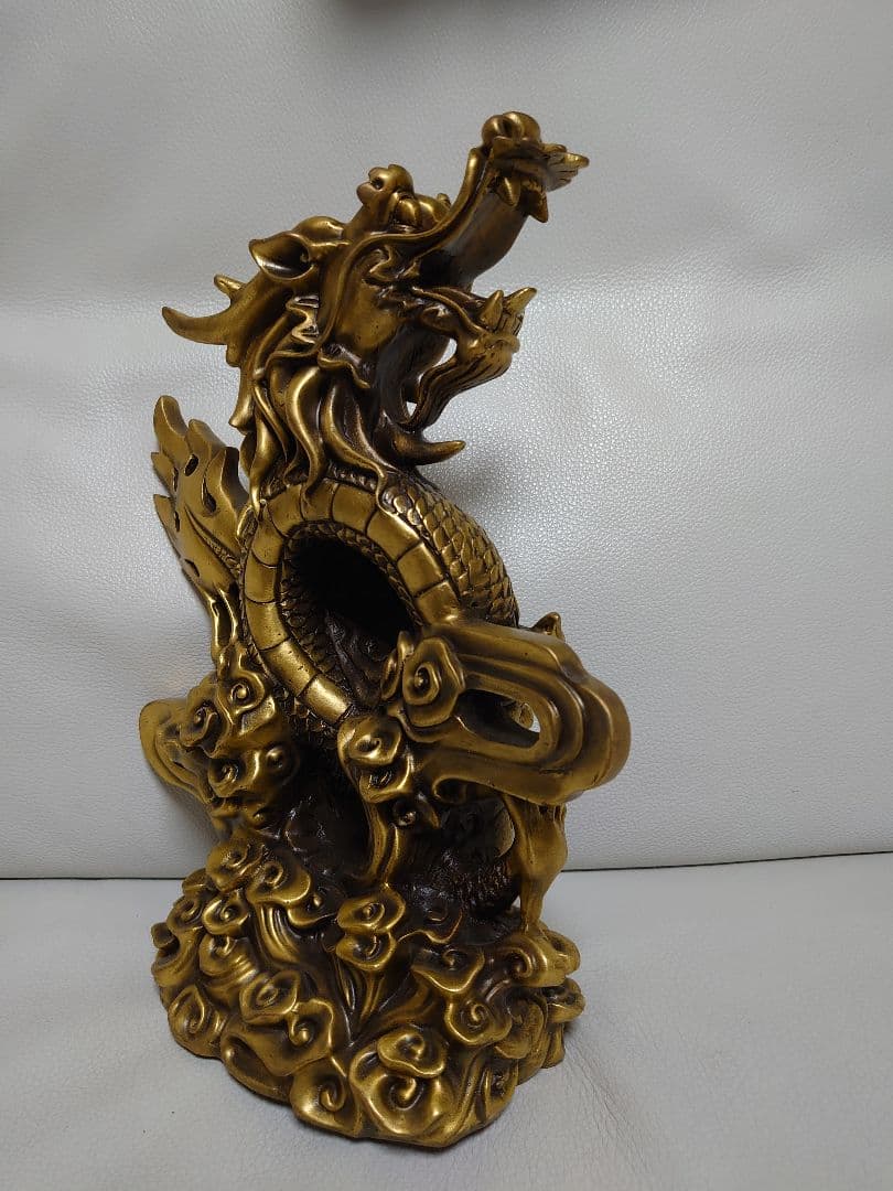 開運 龍神 龍 雲龍 ブロンズ製（真鍮製）置き物