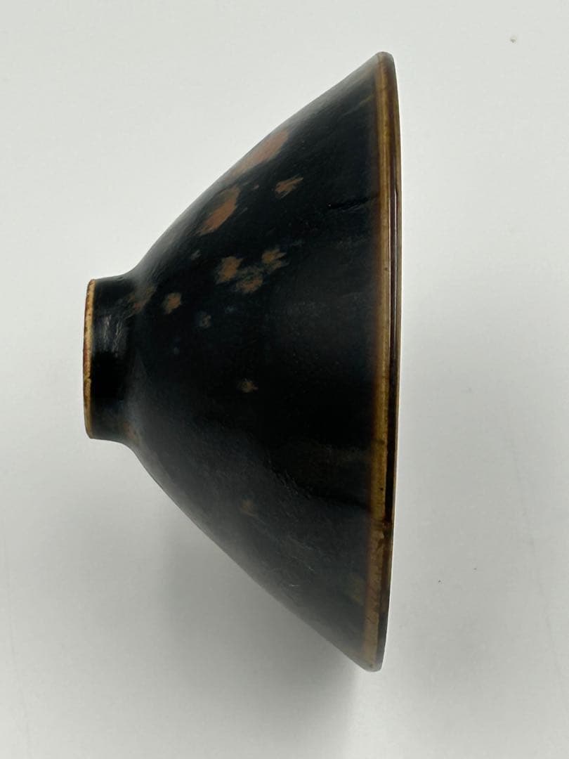 ★0060宋時 定窯 褐斑盃 ★天目茶碗 茶道具 茶器 唐物天目