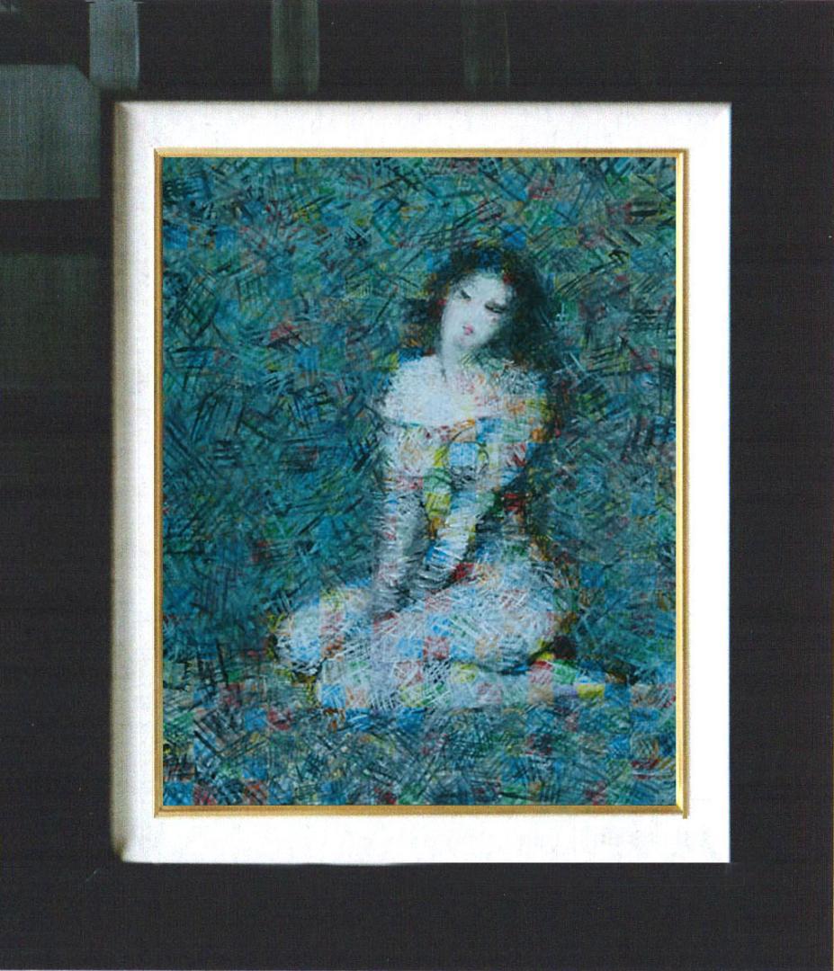 油絵 菅家令子 絵 絵画インテリア額付(白) uF6-010611 人物 女性像