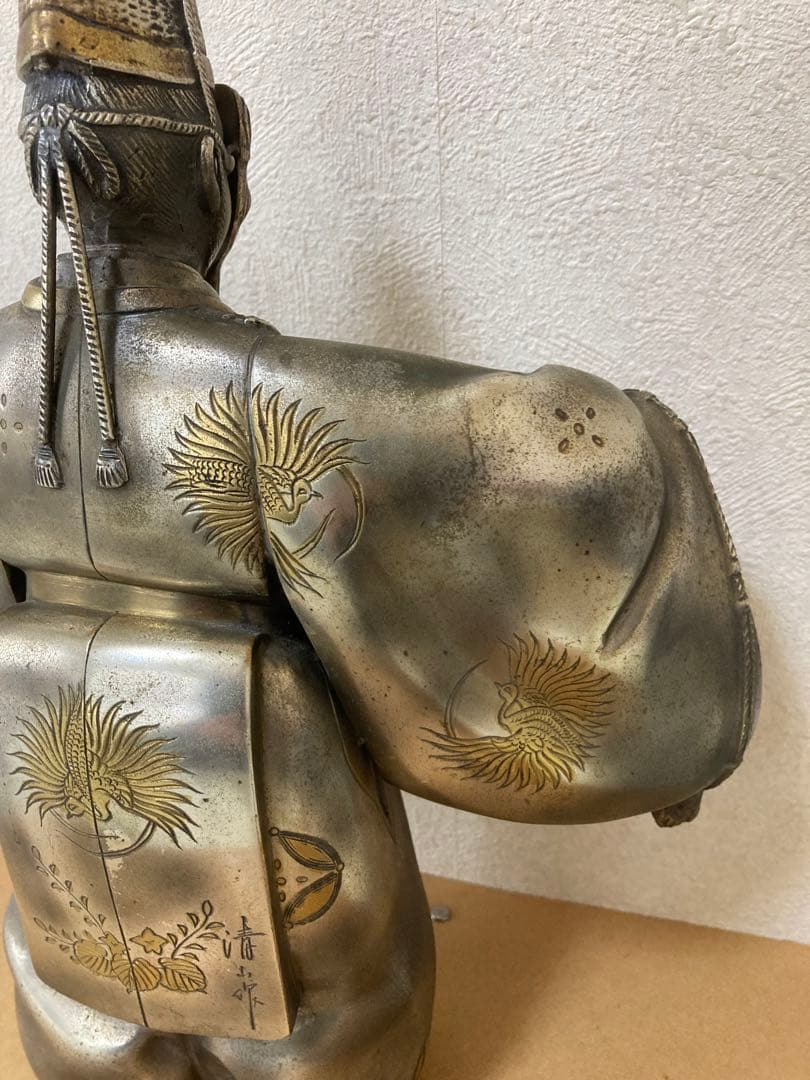 翁置物 金工師清山作 重さ4.2kg高さ32cm