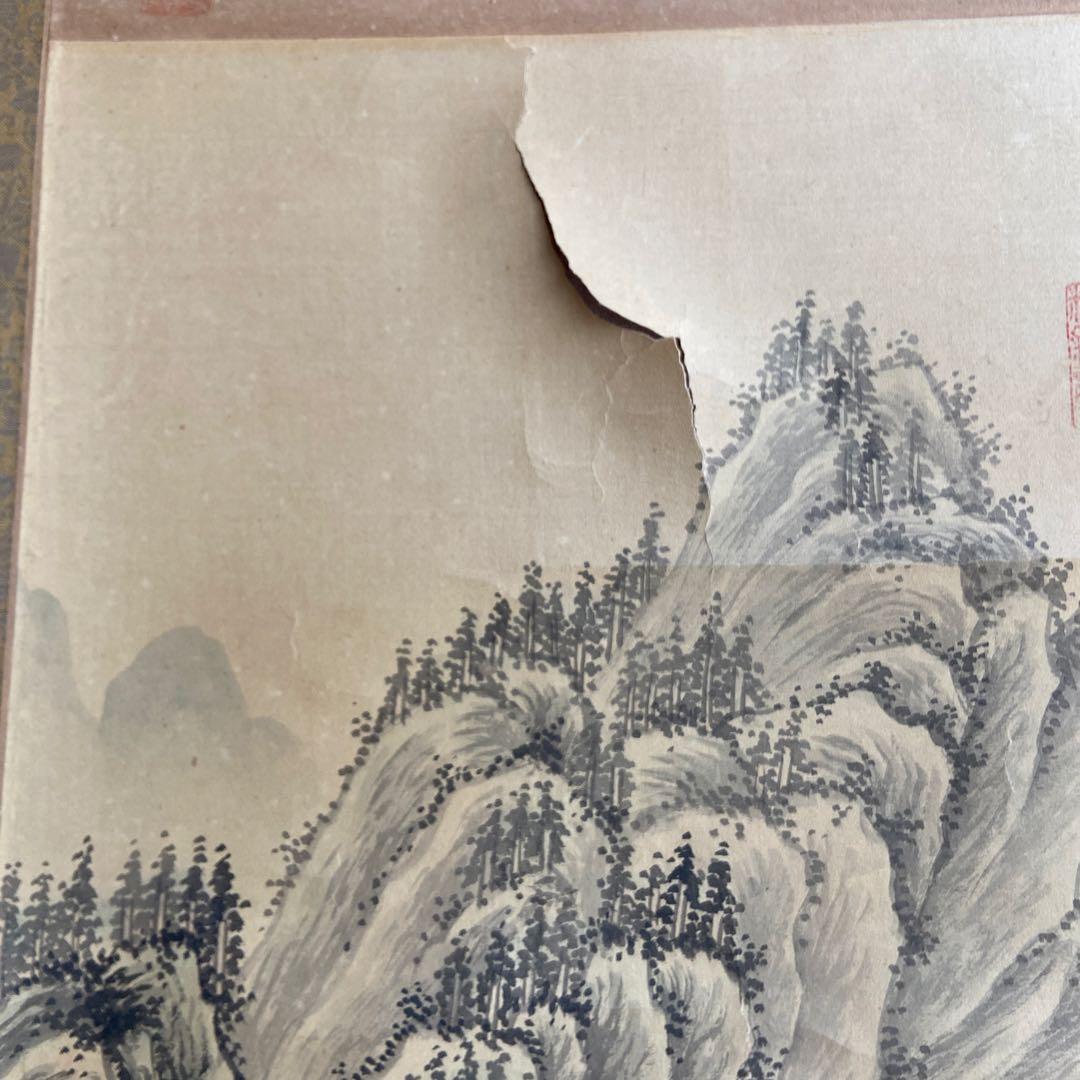 古い中国山水画掛軸