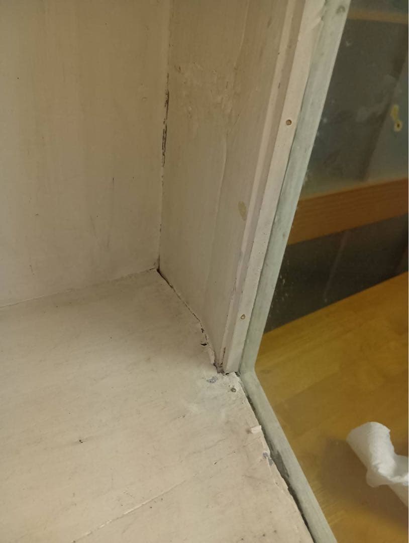 アンティーク ホワイト木製 キャビネット 大型 食器棚 ショーケース