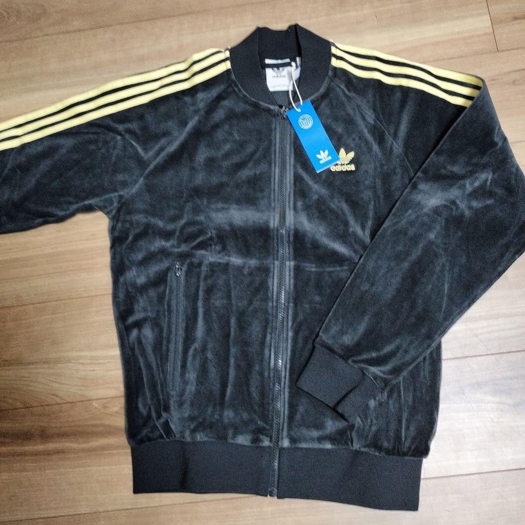 adidas ブラック ジャージジャケット HR3445　ベロア