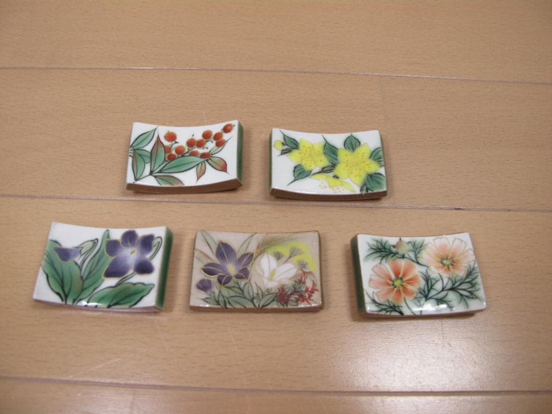 陶あん京焼清水焼 伝統工芸色絵付け　箸置き　５個