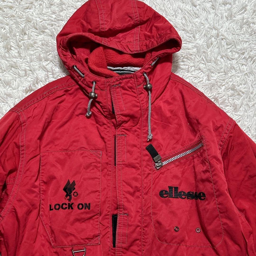 【2277】ellesse エレッセ　スキーウェア　ビッグプリント　イーグル　赤