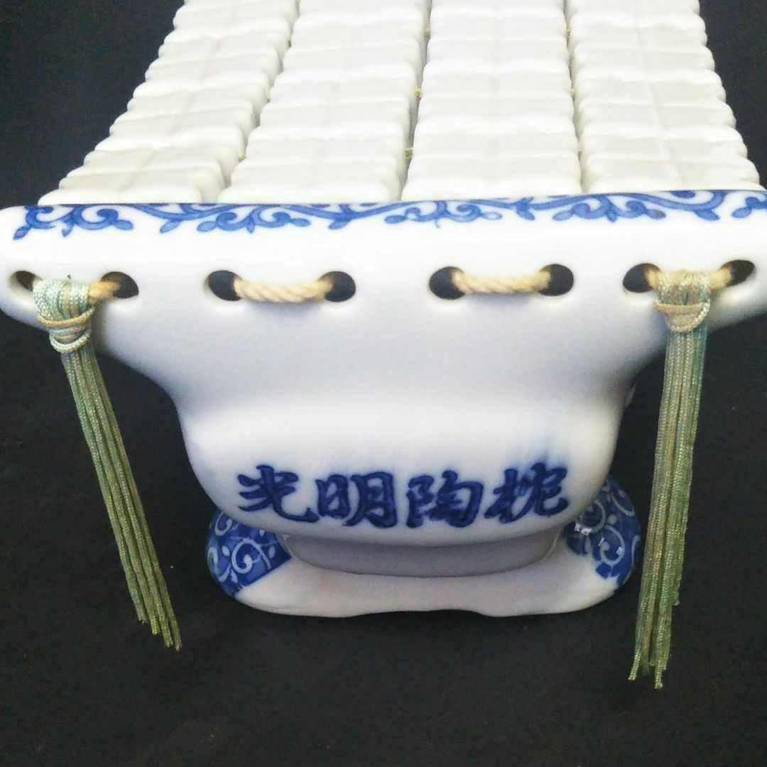 ※中国古美術/中国青花纏枝牡丹紋陶製枕/