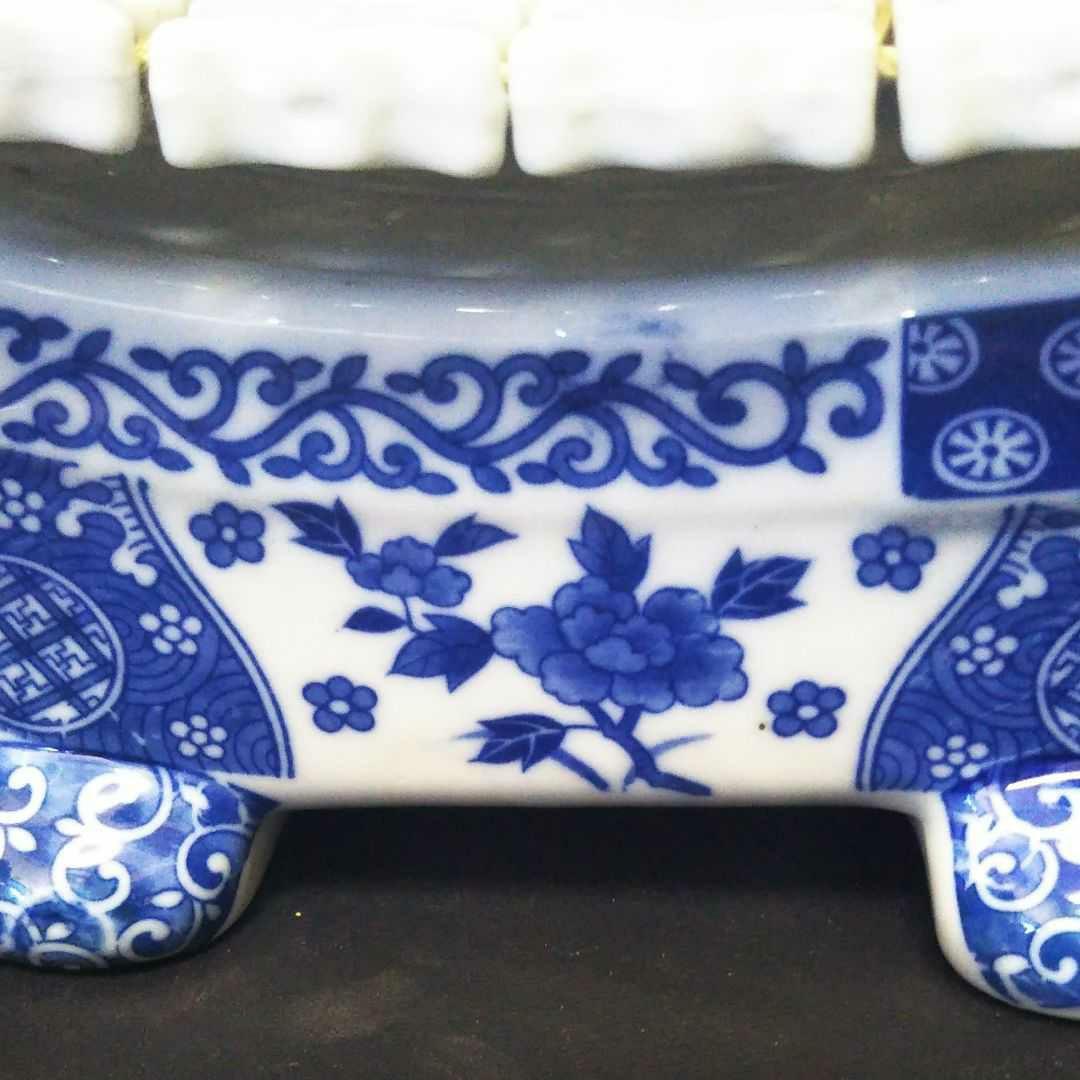 ※中国古美術/中国青花纏枝牡丹紋陶製枕/
