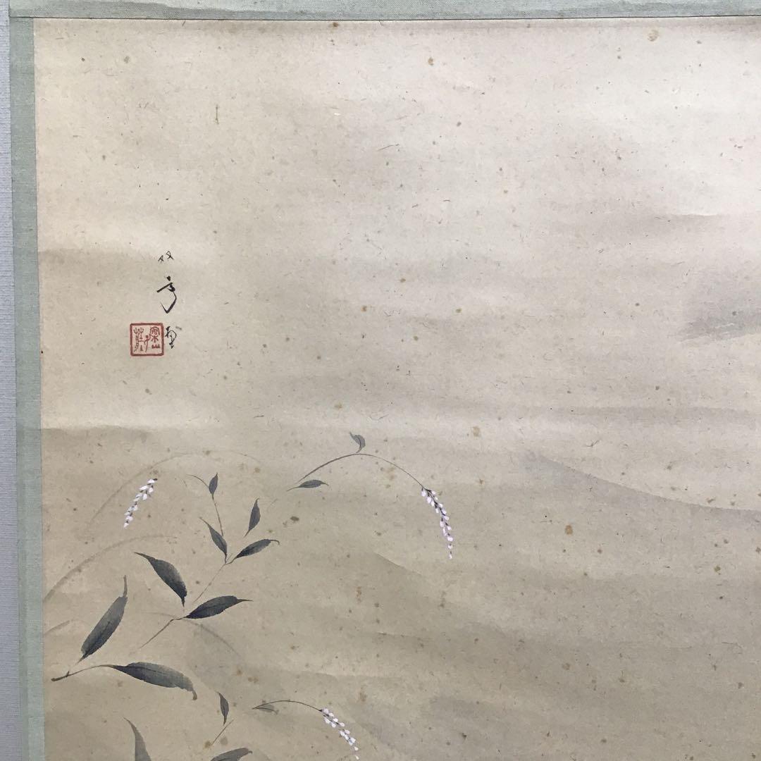 K茶道具　掛軸　「水邊(池蛙)」　双年作　共箱(一部削れ有り)　S215KJ