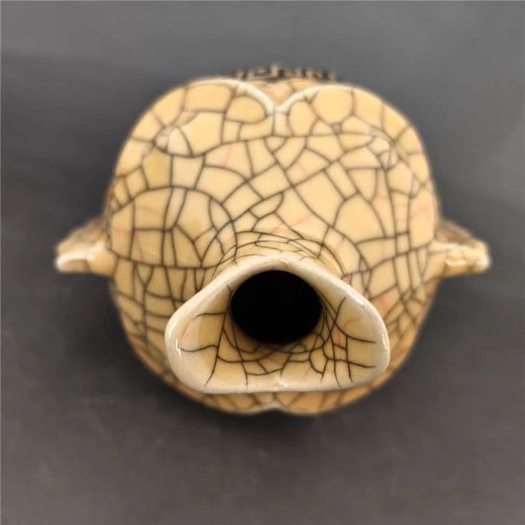宋代の黄釉金糸開片蒔絵刻字宝石鯉瓶   陶磁器  現代工芸品 美術品 置物