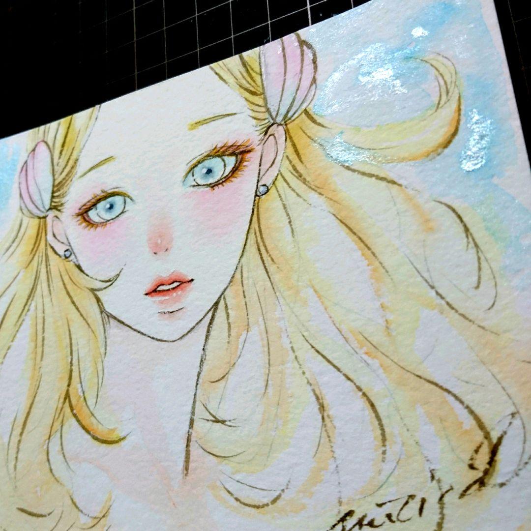 専用 手描きイラスト《 sunshine 》水彩画 人魚 マーメイド オリジナル